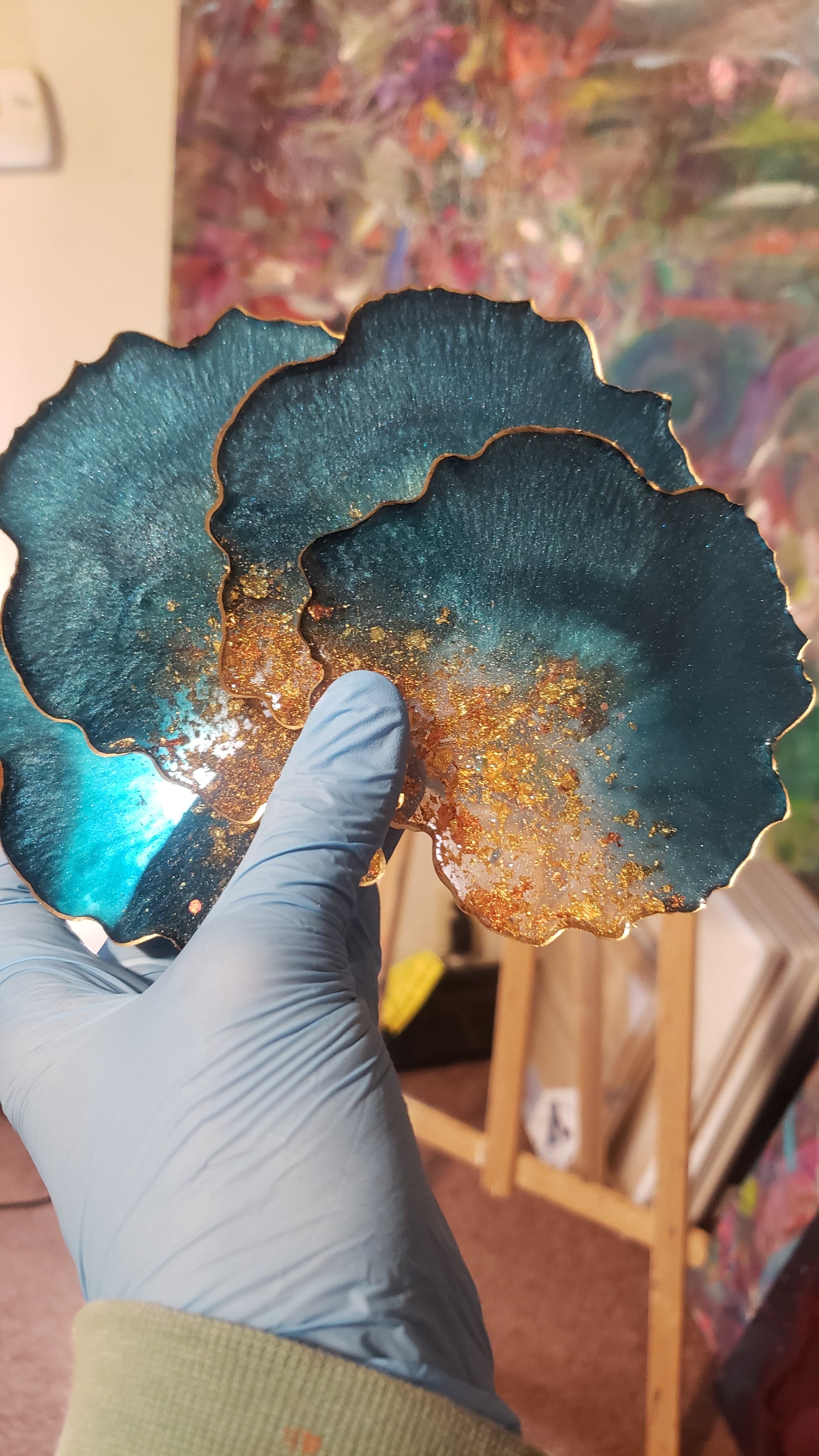 Epoxy resin coaster set